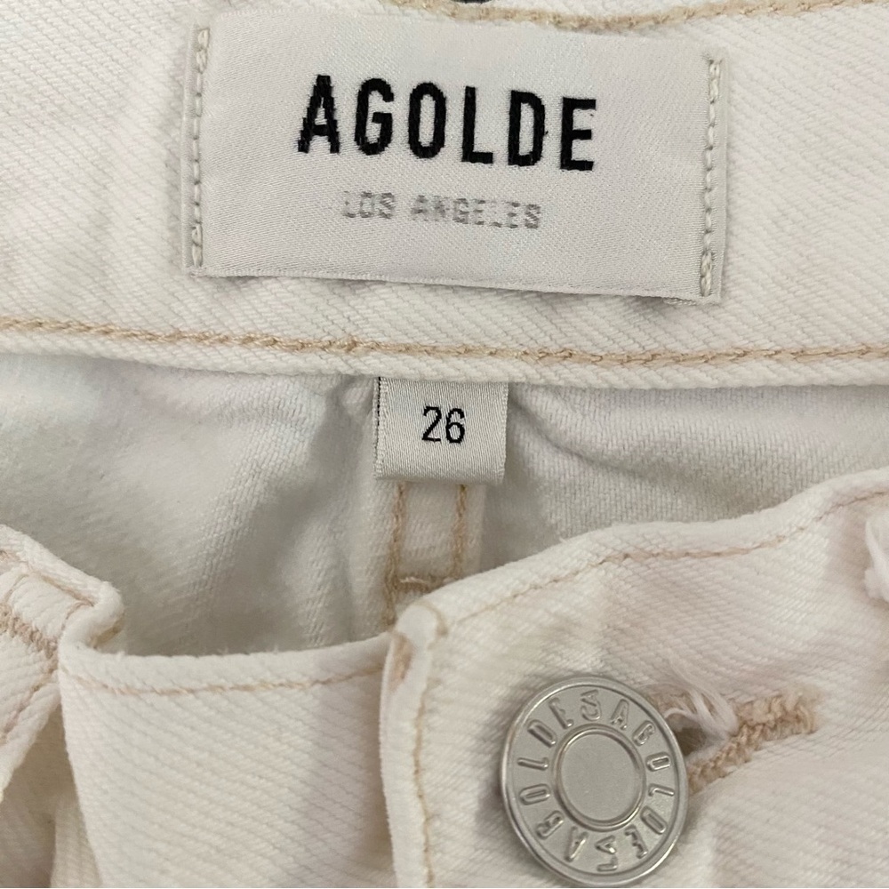 Agolde Riley High Rise Straight Cropped Distressed Jeans - 26 - Picture 6 of 7